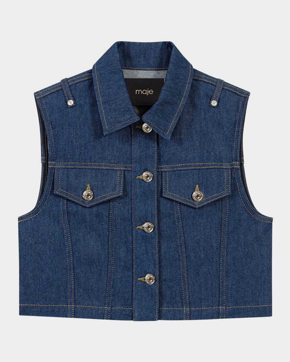 Cropped Denim Vest